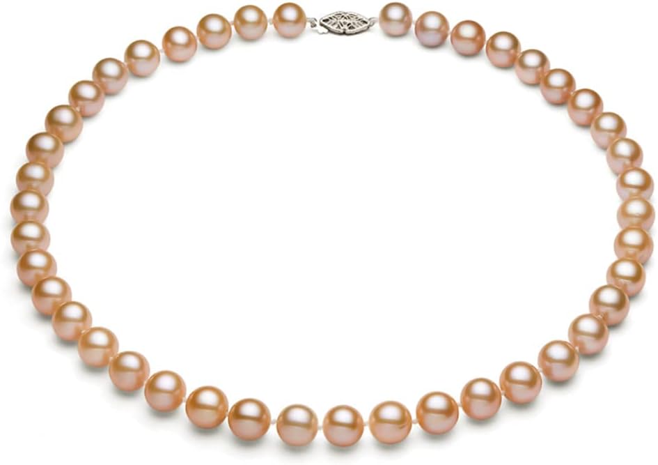 Peach Freshwater Cultured Pearl Necklace for Women AAAA Quality Sterling Silver Clasp (8.5-10.5mm), 18" - PremiumPearl