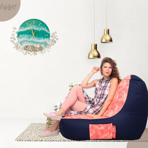 Image of Style Homez Urban Design Denim Canvas Abstract Printed Chair Bean Bag XXL Size Filled with Beans Fillers