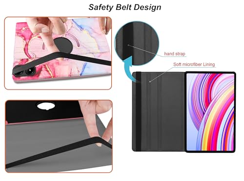 Image of TGK Rotating Flip Cover for Redmi Pad Pro 12.1 inch Case /Poco Pad 12.1 inch Tablet Printed Cases (Pink Marble)