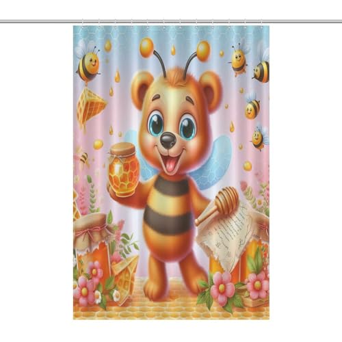 Rideau de douche anti éclaboussure ours mignon en polyester lavable pour protéger votre sol