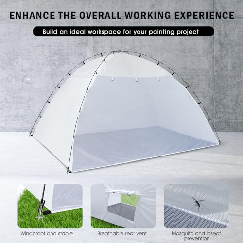 Image of Portable Paint Booth Tent,Siebwin 10(L)x8(W)x6.2(H)ft Larger Spray Paint Tents with Built-in Floor&Mesh Screen&Windproof Hooks,Painting Tent Station for Furniture DIY Hobby Tool,Spray Paint Shelter
