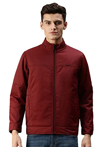 Image of SHOWOFFFF Men Solid Front-Open Jacket | Stand Collar Full Sleeves Nylon Jacket's for Mens | Slim Fit Regular Length Jackets for Men's