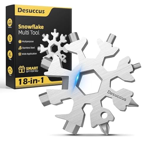 Desuccus 18-in-1 Snowflake Multi Tool, Stainless Steel Snowflake Bottle Opener/Flat Phillips Screwdriver Kit/Wrench, Stocking Stuffers for Men(Standard-Stainless Steel) Cover