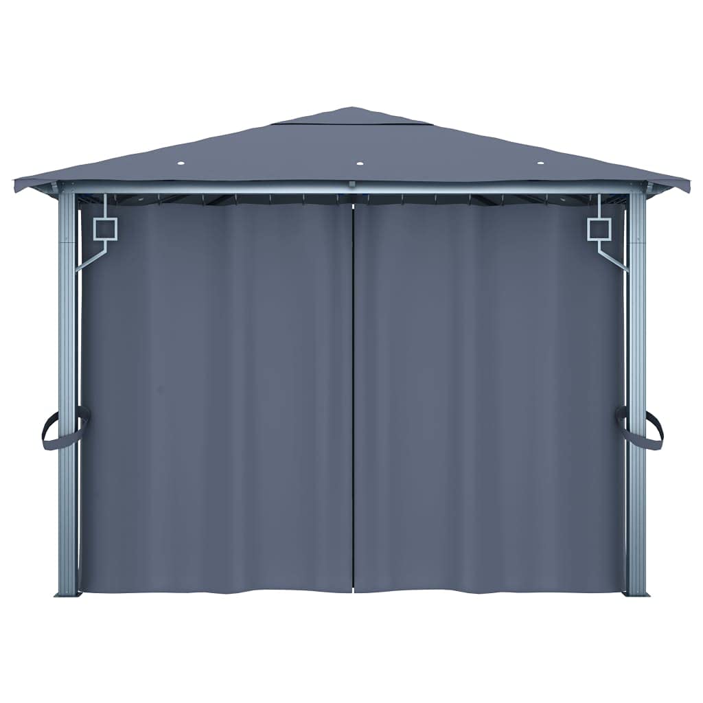Generico Gazebo con Tende e Luci LED 400x300 cm Antracite in Alluminio,Antracite,45.41kg,3070336