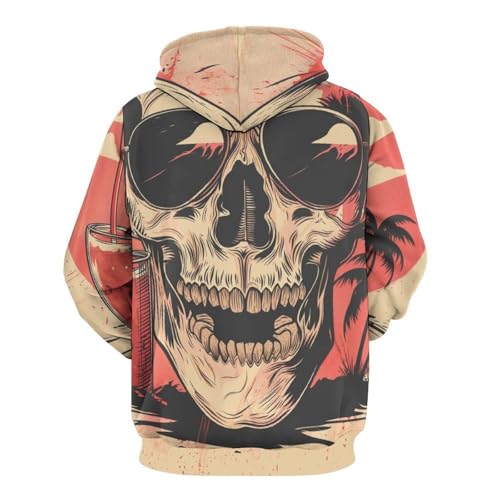 Sweat à capuche squelette et cocotier avec imprimé graphique original pull décontracté taille S