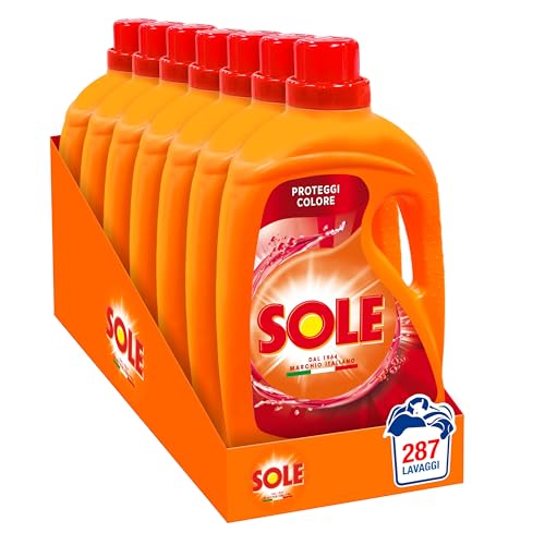 Sole Detergente Lavadora Proteger Color 287 Lavados, (7x41), Fórmula desinfectante, Detergente Lavadora Líquido Protege el color, elimina las manchas a bajas temperaturas