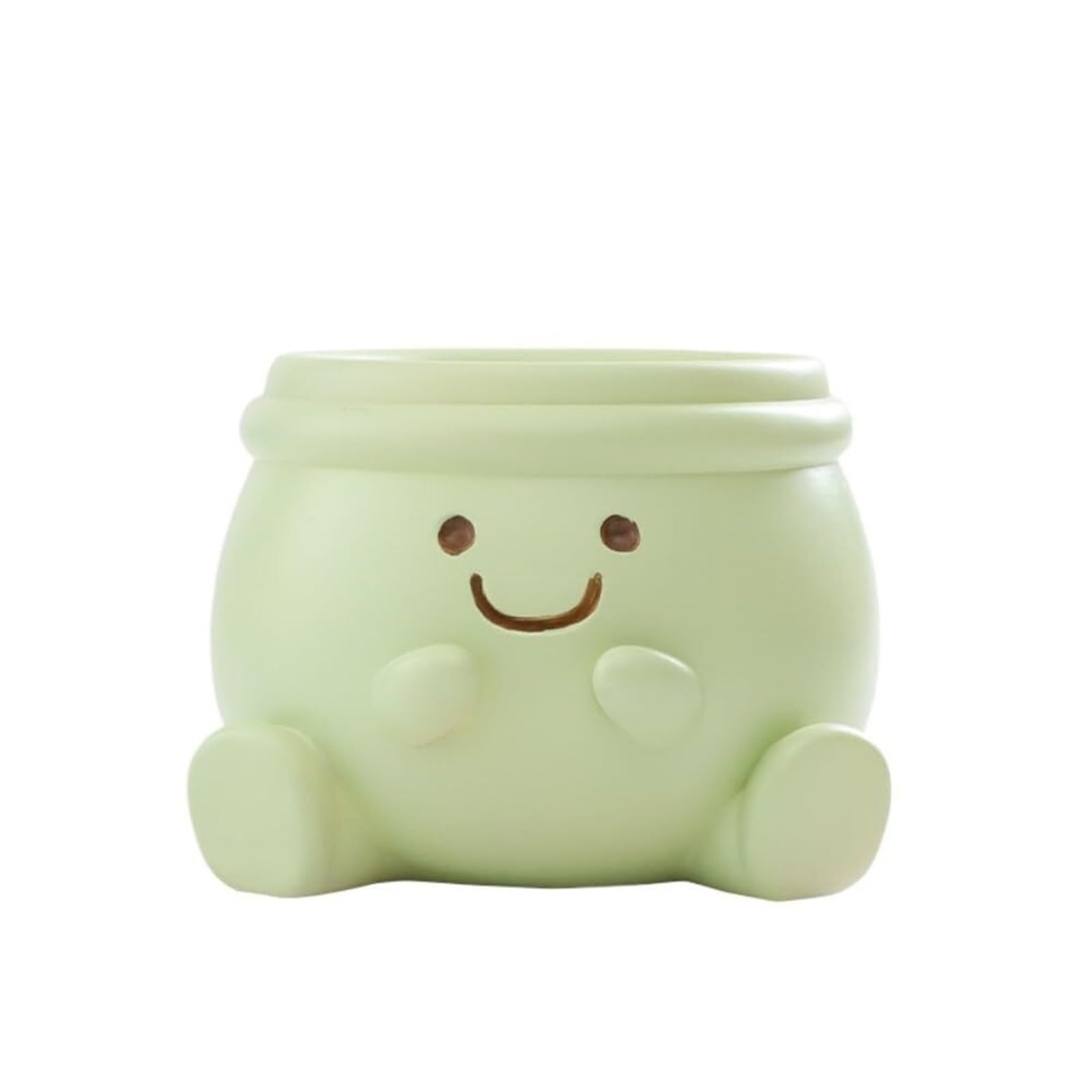 Uway modern Cute Smiling Face Resin Succulent Gardening Flower Pot Creative Expression for garden(A)