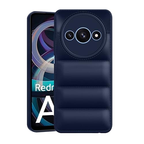 Image of CEDO Redmi A3 / Redmi A3x / Poco C61 (4G) Back Cover | Camera Bump & 360 Flexible Puff Armor Protection | Matte Soft Silicon Shock Proof Rubberised Back Case Cover (Blue)