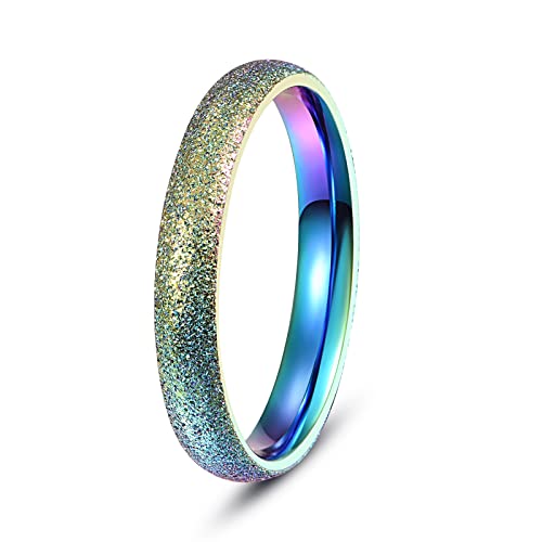 Corato Anillo de titanio para hombre y mujer, arco iris arenado / anillo giratorio, verdadero, para boda, compromiso, tamaño 52 - 65, Carburo de tungsteno Cover