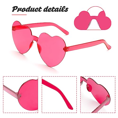 Hoosmoon Heart Shaped Sunglasses, Womens & Kids Unisex, Hot Pink, Oversized, UV Protected, Non-Polarized, Retro Style, Perfect for Parties, Festivals & General Social Occasions3