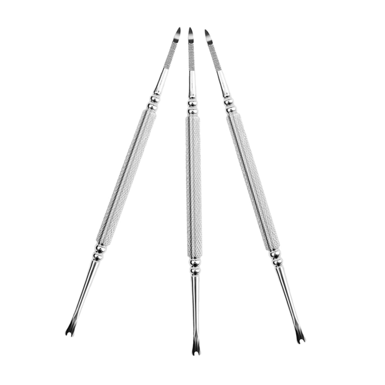 NOLITOY Set of 3 Nail Art Tools Dead Skin Forks Cuticle Remover Nail Digger Perfect for Manicure and