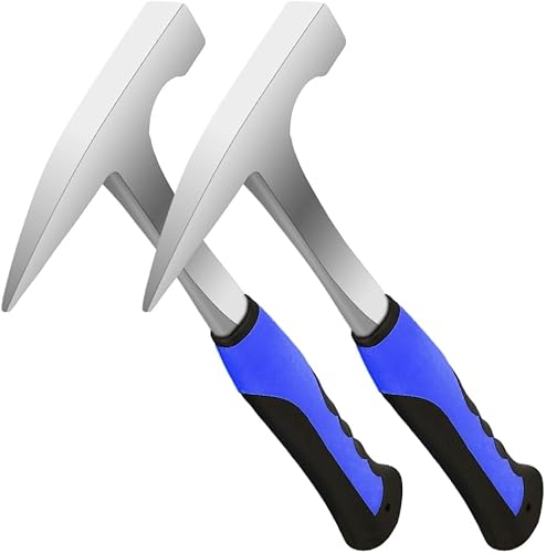 Martillo geológico de acero de 22 onzas con punta puntiaguda y mango de absorción de impactos. Uso para investigación geológica, exploración de