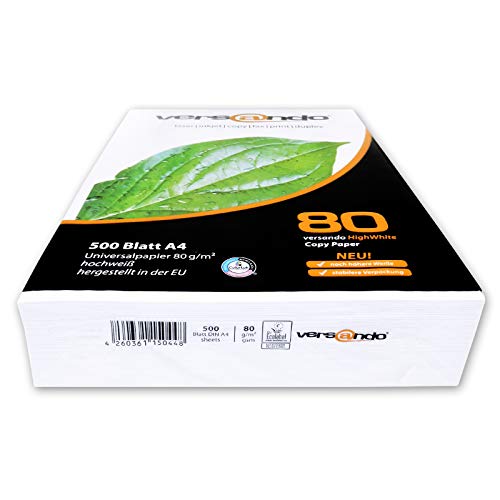 Druckerpapier A4 versando 2500 Blatt Kopierpapier HighWhite