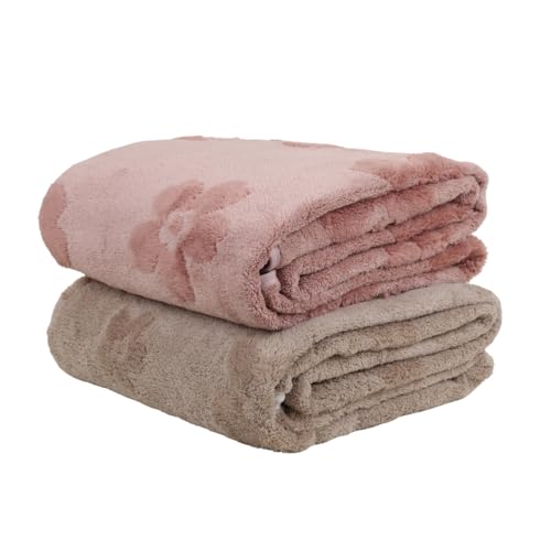 Image of HANKER Ultra Luxury Large /Full Size Plush Bath Towel | Set of 2 | Beige and Peach Super, Very Soft On Skin, Luxurious Fabric, Pure Polyamide, 70x140cm, 500GSM