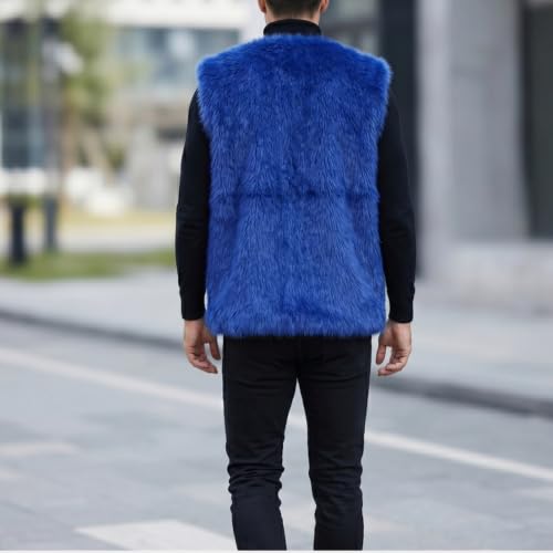 Image of Colf Men's Winter Sleeveless Faux Fur Vest Short Coat | Mens Faux Fur Jacket, Short Coat , Sleeveless Waistcoat, Winter Overcoat, Fluffy
