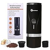 Glueckzeit Máquina de café espresso portátil compatible con cápsulas NS y café molido, máquina de espresso de preparación rápida para oficina, viajes, carga USB recargable