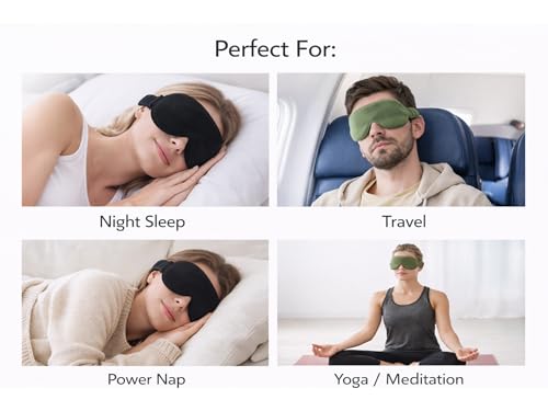 Image of Velvet Eye Sleep Mask for Men & Women Soft Light Blocking Sleeping Eye Mask with Adjustable Strap Travel Relaxation Eye Cover for Home Flight Deep Rest (Olive Green + Black)