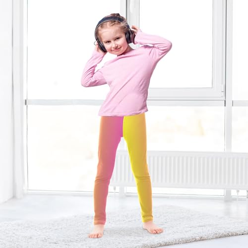 DOMIKING Yellow Pink Gradient Girl's Leggings Pants Kids' Yoga Pants Stretchy Athletic Leggings Bottoms 4 Years4