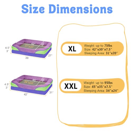 Image of Chez Paw Waterproof Orthopedic XL Dog Bed for Large and Extra Large Dogs | Egg Crate Foam, 4-Sided Bolster Support, Waterproof Liner, Non-Slip Bottom, Machine Washable Cover, 42 x 30 Inch