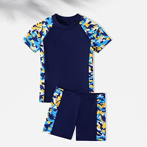 Boys Kids 2 Piece Beach Swimsuits Sets Short Sleeve Dinosaur Raglan Swim Tees and Trunks Shorts Toddler Boy Clothes 4t2