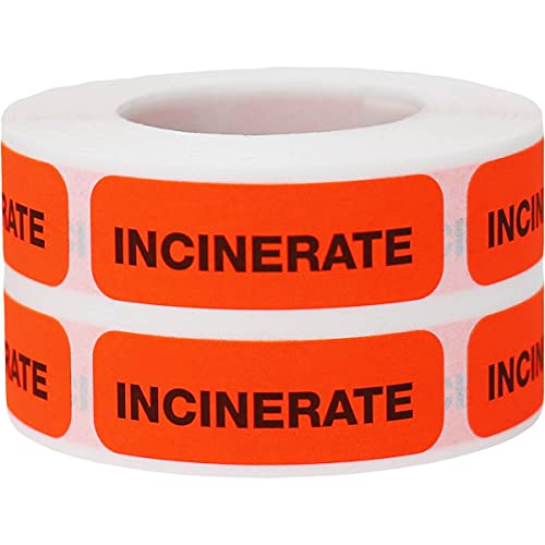 Etiquetas adhesivas rectangulares Incinerate Medical Healthcare de 0.5 x 1.5 pulgadas
