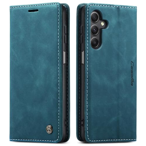 FCOZCKLOM Compatible with Samsung Galaxy A25 Case Wallet, A25 Phone Case with Card Holder, Kickstand Protective Flip Folio Leather Wallet Case for Galaxy A25 5G (Blue)