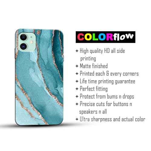 Image of COLORflow Back Cover Compatible with iPhone 11 | Beautiful Blue Marble Golden Stripes | Designer Printed Hard CASE Bumper Back Cover Compatible with iPhone 11