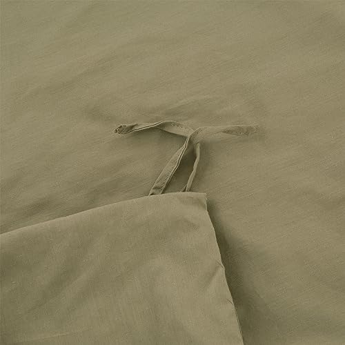 Image of EMME Cotton Duvet Cover Twin 2-Piece Set Soft Bedding Collection Twin XL Comforter Cover with Pillow Sham Solid Color Button Closure & Corner Ties (Brown, Twin /Twin XL)
