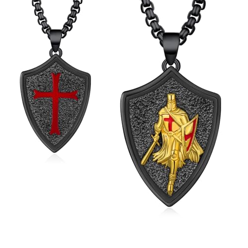 Knights Templar Necklace for Men 925 Sterling Silver Armor of God Necklace Templar Cross Necklace Christian Jewelry Gifts for Men