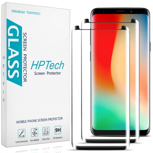 HPTech (2 Pack) Screen Protector for Samsung Galaxy S8 Tempered Glass Film 3D Curved Full Screen Coverage Anti Scratch Bubble Free