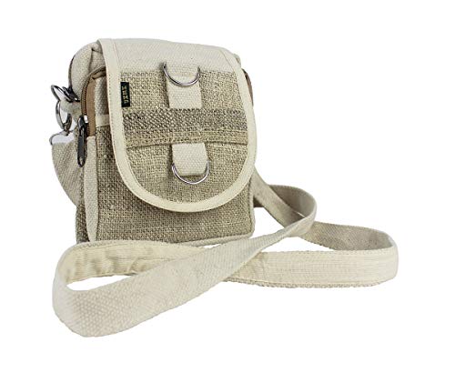 Furein Bolso Bandolera Riñonera Multifuncional de Tela Hecha a Mano, Bolso Cinturon Diseño Étnico Casual con Correa Ajustable (Beige blanco)