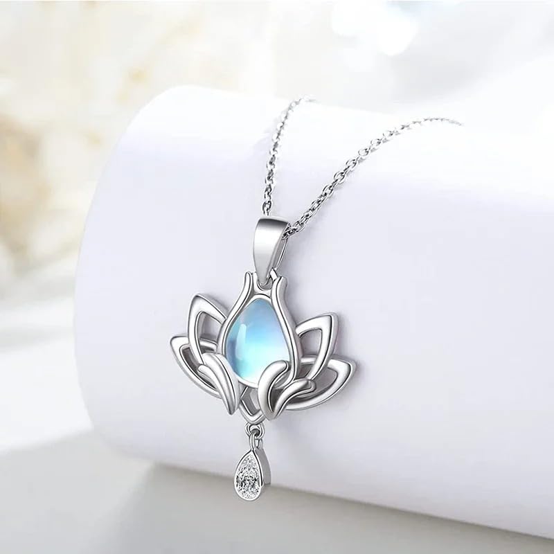 Image of 925 Sterling Silver Lotus Necklace For Women - 14K Gold Filled Lotus Flower Original Pendant Necklaces Lotus Leaf Necklace, Lotus Flower Pendant Necklace, Lotus Flower Necklace