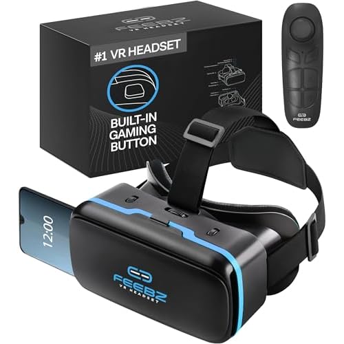 FEEBZ 3D VR Headset for Kids 2.0 + Android Remote – for iPhone & Android Phones | with 3D VR Videos & Apps Links | Virtual Reality Goggles Set for Beginners