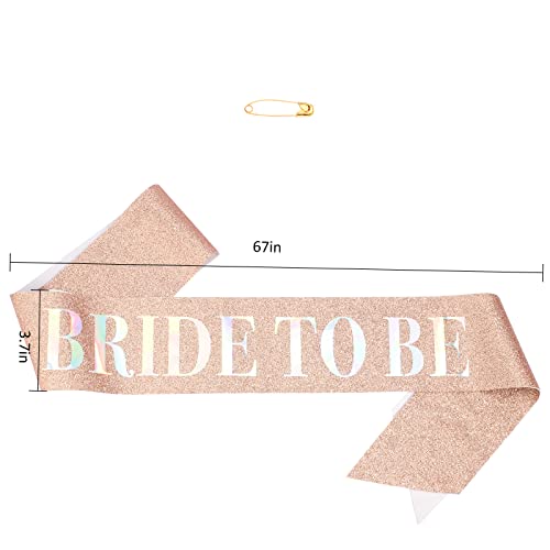 Image of Semato Bachelorette Party Favors BRIDE TO BE Sash-Rose Gold Glitter Shiny Bride to be sash with for Bridal Shower Decorations and Bridal Shower Gift