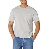 Amazon Essentials Men's Relaxed-Fit Heavyweight Cotton Pocket T-Shirt, Medium Grey Heather, Large