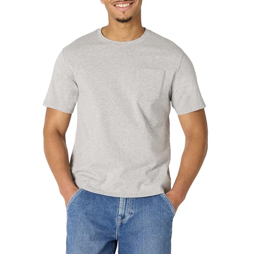 Amazon Essentials Mens Relaxed Fit Heavyweight Cotton T-Shirt with Breast Pocket Medium Grey Heather XXL