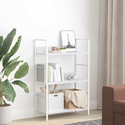 Estantería blanca de 60 x 27,6 x 90,5 cm con acabados modernos en madera y acero 4