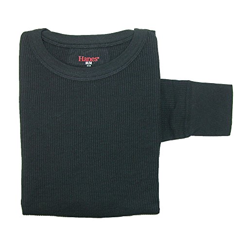 Hanes Women's Thermal Crew Neck Top, Medium, Black