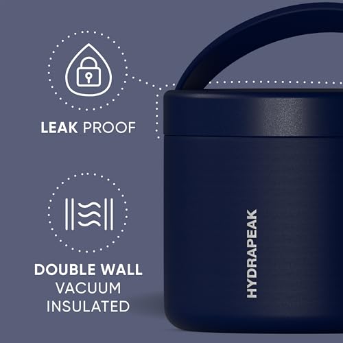 Image of Hydrapeak 18oz Stainless Steel Vacuum Insulated Food Jar Kids for Hot and Cold Food, Wide Mouth Leak-Proof Soup Adults, 10 Hours 16 (Navy) (HP-Foodie18)
