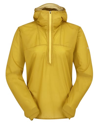 Rab Women's Phantom Pull-On Ultralight Waterproof Breathable Shell Jacket for Hiking & Trail Running - Sahara - X-Large