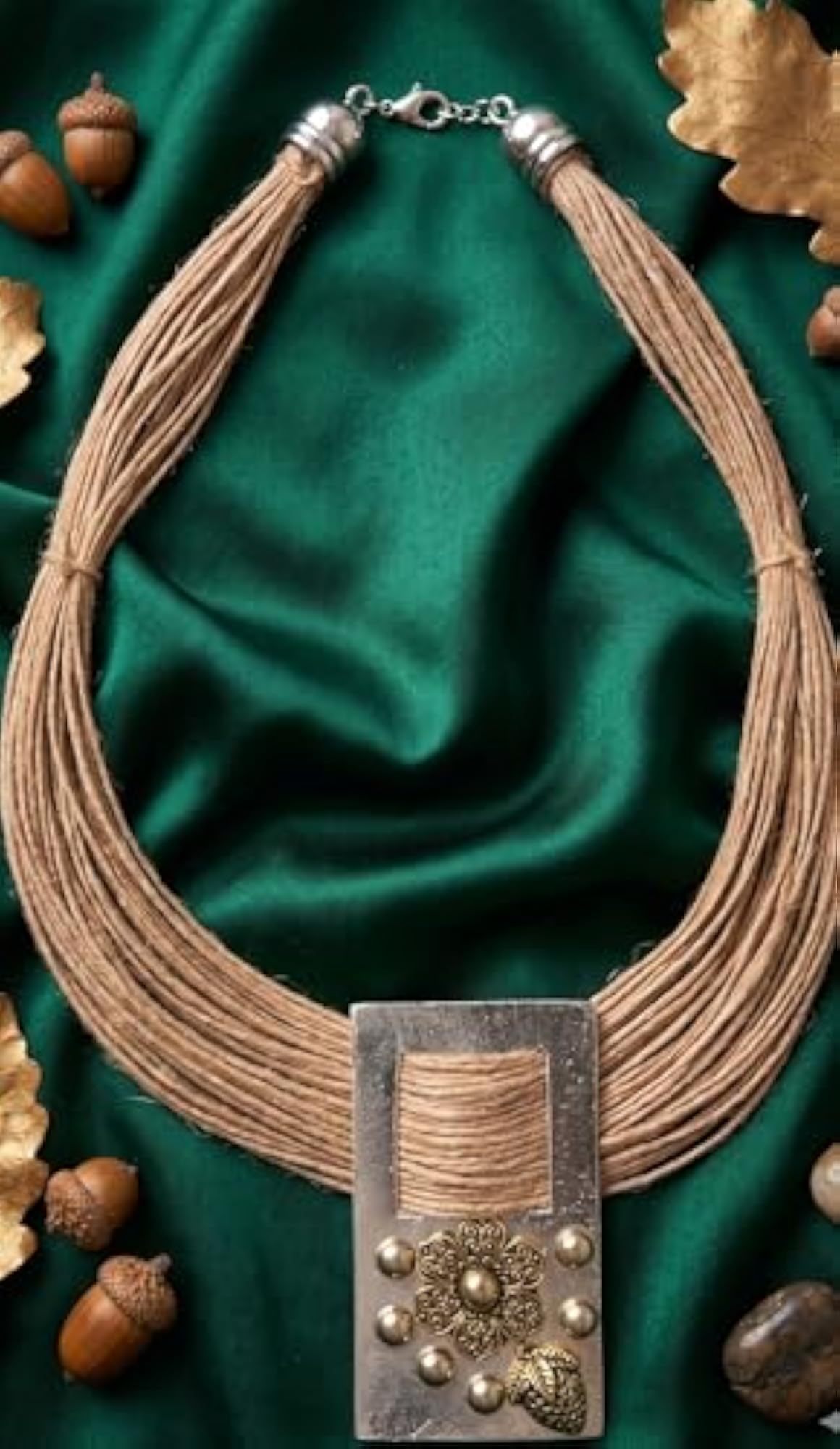 Ethnic Designer Jute Thread Oxidised Silver Kundan Necklace for Women