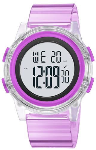 Gosasa Creative Transparent Unisex Watch Multi-Function Sport Watch Digital Outdoor Rubber Strap Backlight Digital Wristwatch Waterproof Alarm for Men Women