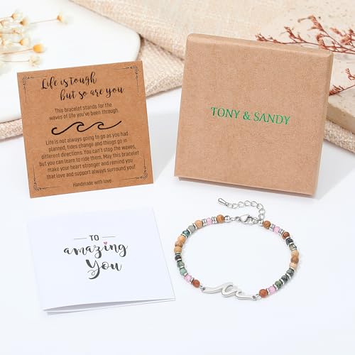 Image of TONY & SANDY Friend Gifts for Women, Unique Birthday Gifts for Women, Sister Gift from Sister, Wave Bracelet, Christmas Stocking Stuffers for Woman Female, Bestie Friendship Bracelets