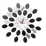 LALADEFIEE Orologio da Parete Moderno Adesivo 3d in Plastica Argento Leggero Decorazione da Muro per Soggiorno e Camera da Letto Design Semplice e Funzionale