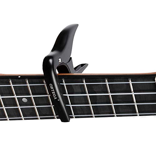 Ortega Guitars Capo Instrument Accessory - Flat - for Ukulele Banjo, Mandolin - Aluminum Alloy, Black (OCAPOUKE-SBK) - Image 2