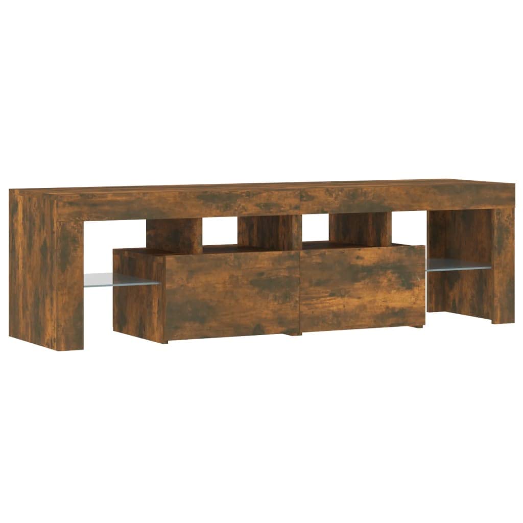 vidaXL Mobile Porta TV con Luci LED Rovere Fumo 60x38,5x48 cm