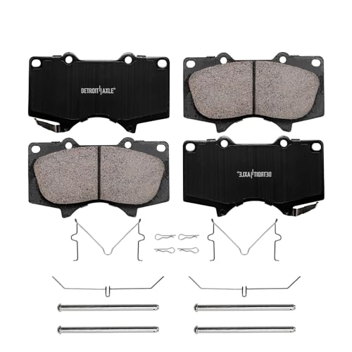Image of Detroit Axle - 4pc Brake Pads for Toyota 4Runner FJ Cruiser Sequoia Lexus GX460 GX470, 4 Front and Rear Ceramic Brake Pads Replacement : 5.3 inch Inch Front Brake Pad Length