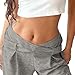 Women's V Crossover Waist Sweatpants Loose Fit Fashion Baggy Y2K Jogger Pants Lightweight Wide Leg Lounge Pants Gray