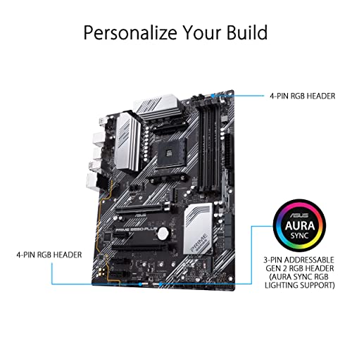 PRIME B550-PLUS, Scheda madre ATX AMD B550 (Ryzen AM4), PCIe 4.0, doppio M.2, 1 Gb Lan, HDMI, DP, SATA 6 Gbps, USB 3.2 Gen 2 Type-A e Type-C, Connettori Aura Sync RGB - Scheda madre - Immagine 4