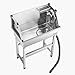 VEVOR 34 Inch Stainless Steel Dog Washing Station, Pet Grooming Tub with Hot & Cold Faucet, Showerhead, Storage Rack, No-Bend All-in-One Bathtub, Home Wash Sink, Fits Small Cats and Dogs